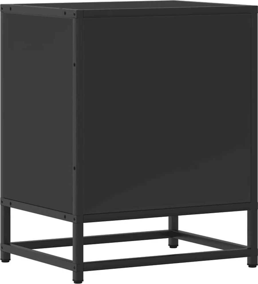 Spintelė prie lovos Juoda 40x31x50 cm Mediena ir metalas