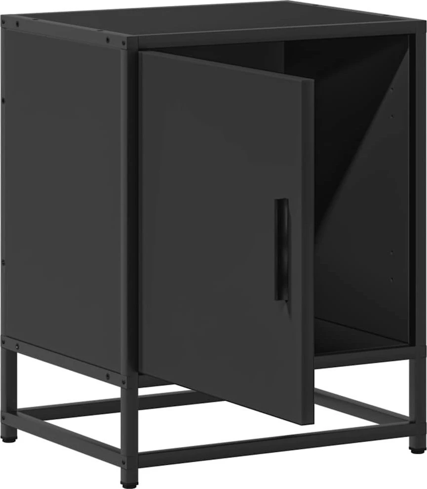Spintelė prie lovos Juoda 40x31x50 cm Mediena ir metalas