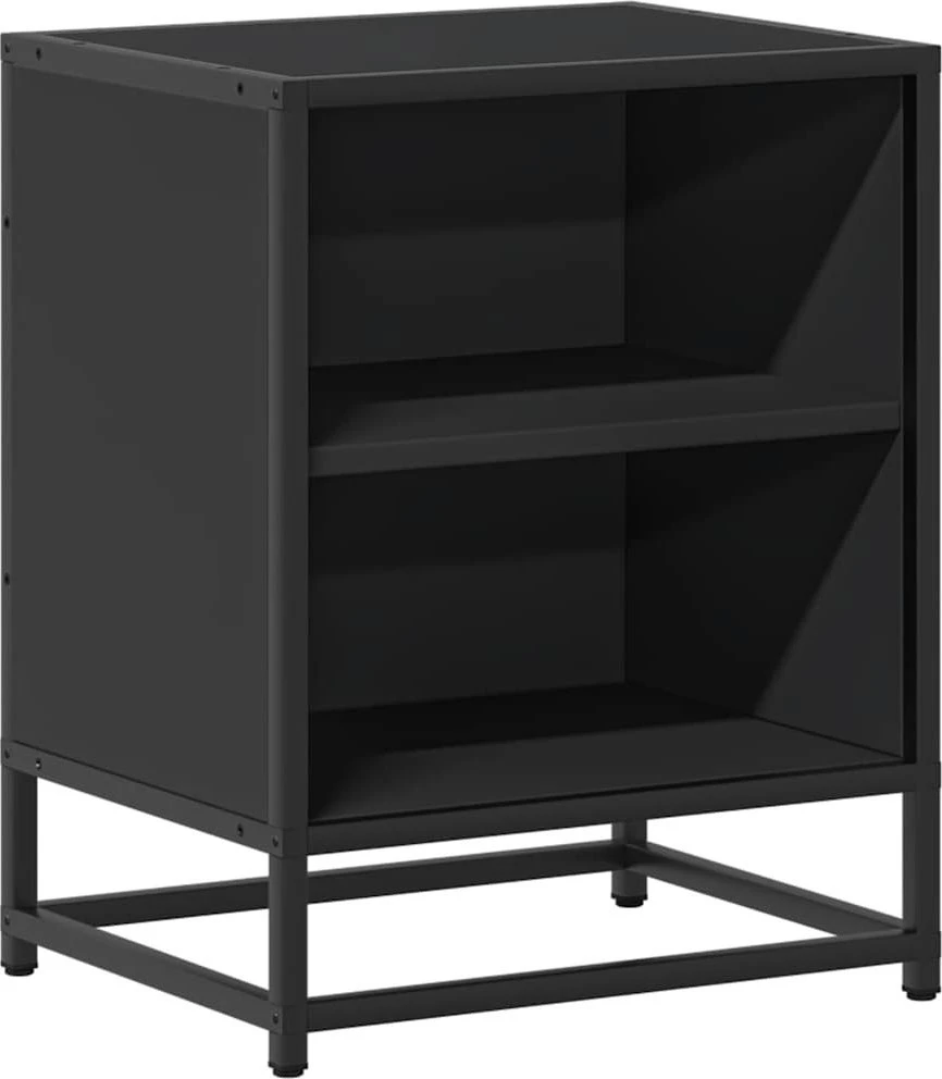 Spintelė prie lovos Juoda 40x31x50 cm Mediena ir metalas