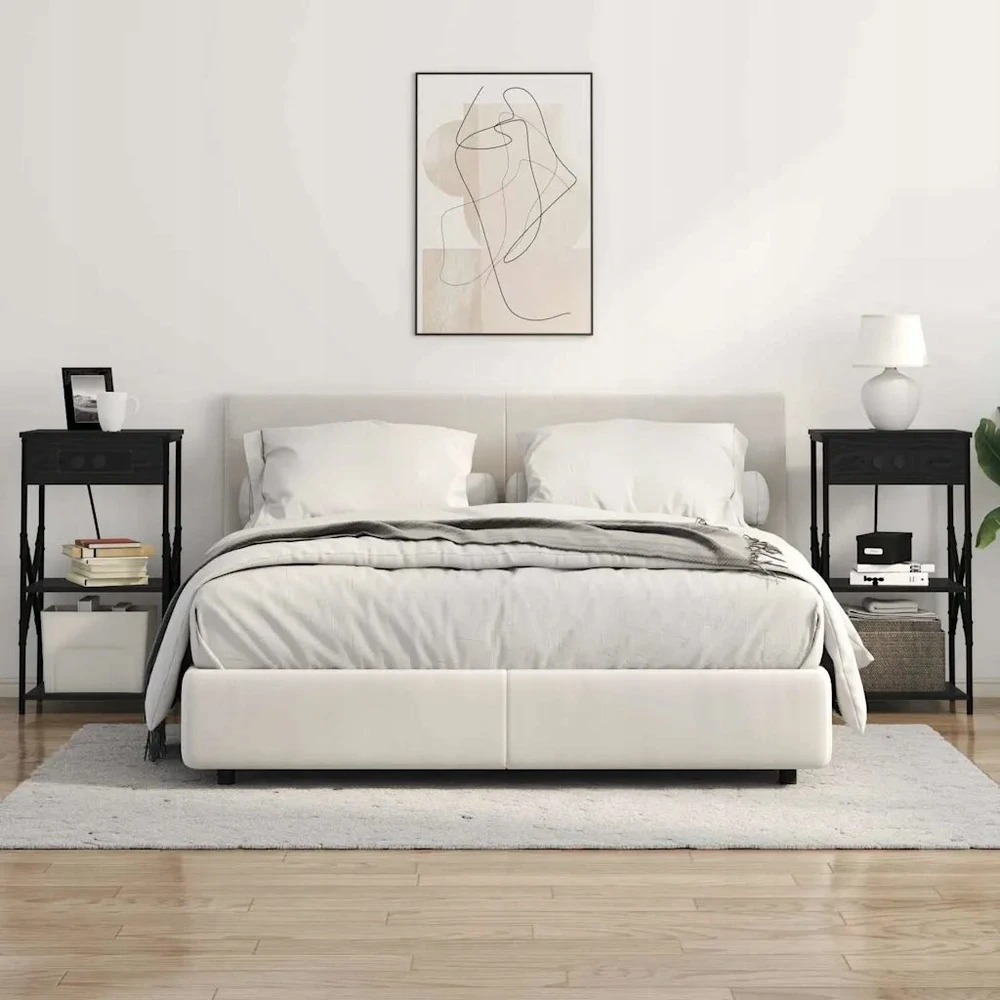 Šalia lovos spintelė su lentyna Juodas ąžuolas 41 x 31 x 76 cm