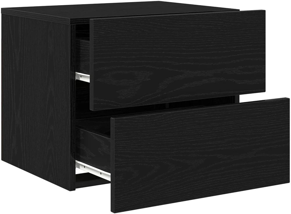 Sieninis naktinis staliukas 2 pcs juoda ąžuolo 50 x 39 x 41 cm