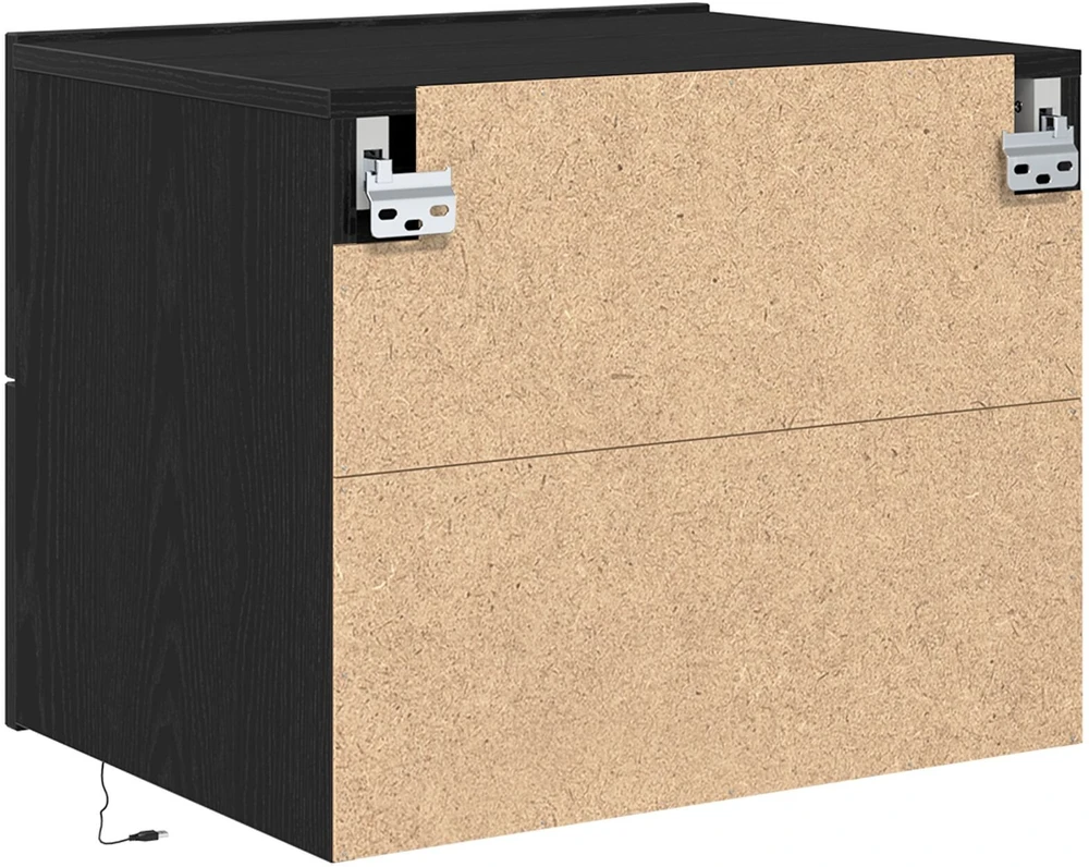 Sieninis naktinis staliukas 2 pcs juoda ąžuolo 50 x 39 x 41 cm