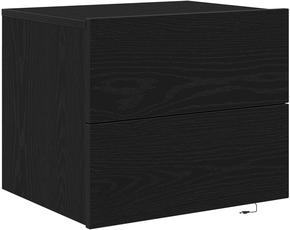 Sieninis naktinis staliukas 2 pcs juoda ąžuolo 50 x 39 x 41 cm