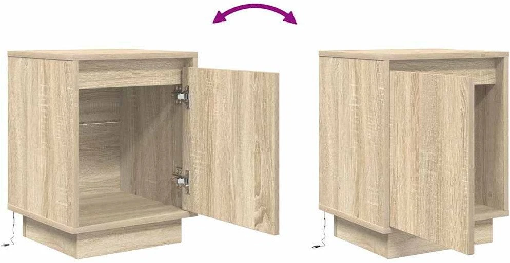 naktinė spintelė su LED lemputėmis Sonoma ąžuolas 38x34x50 cm