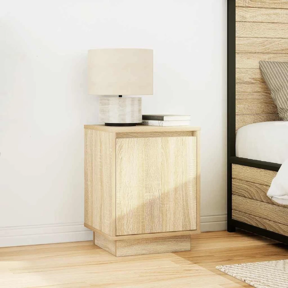 naktinė spintelė su LED lemputėmis Sonoma ąžuolas 38x34x50 cm