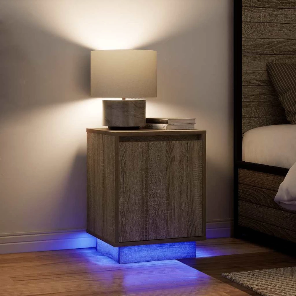 naktinė spintelė su LED lemputėmis Sonoma ąžuolas 38x34x50 cm