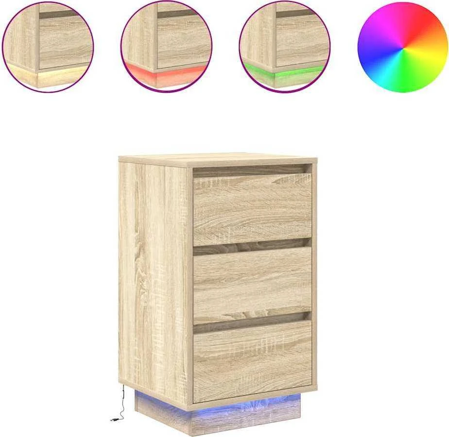 naktinė spintelė su LED lemputėmis Sonoma ąžuolas 38x34x65 cm