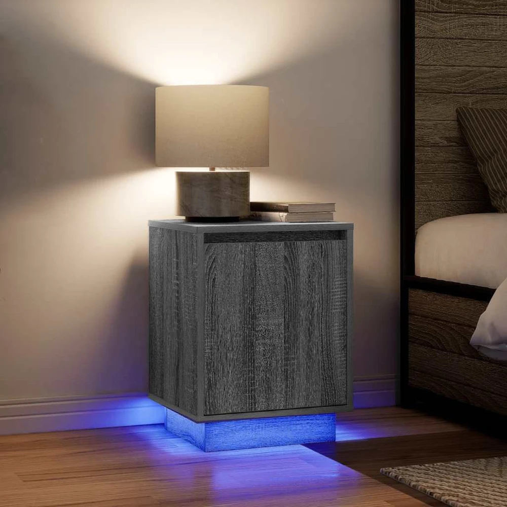 naktinė spintelė su LED lemputėmis Pilka Sonoma 38x34x50 cm