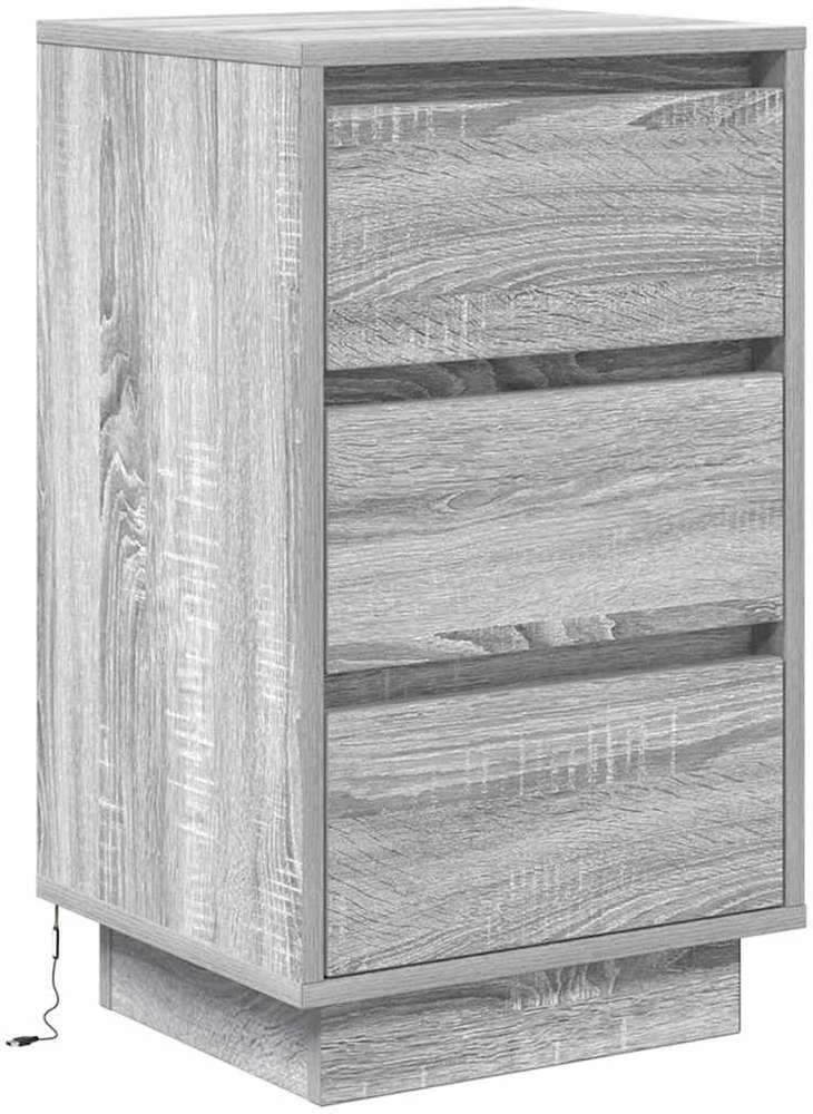 naktinė spintelė su LED lemputėmis Pilka Sonoma 38x34x65 cm