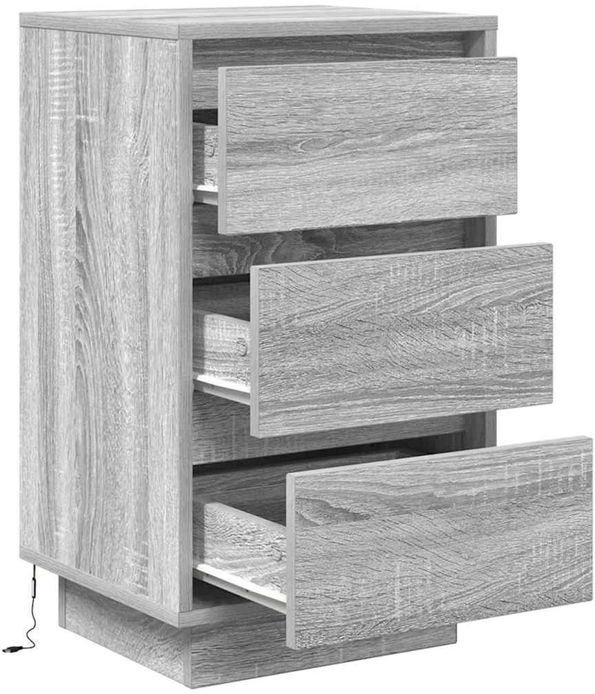 naktinė spintelė su LED lemputėmis Pilka Sonoma 38x34x65 cm