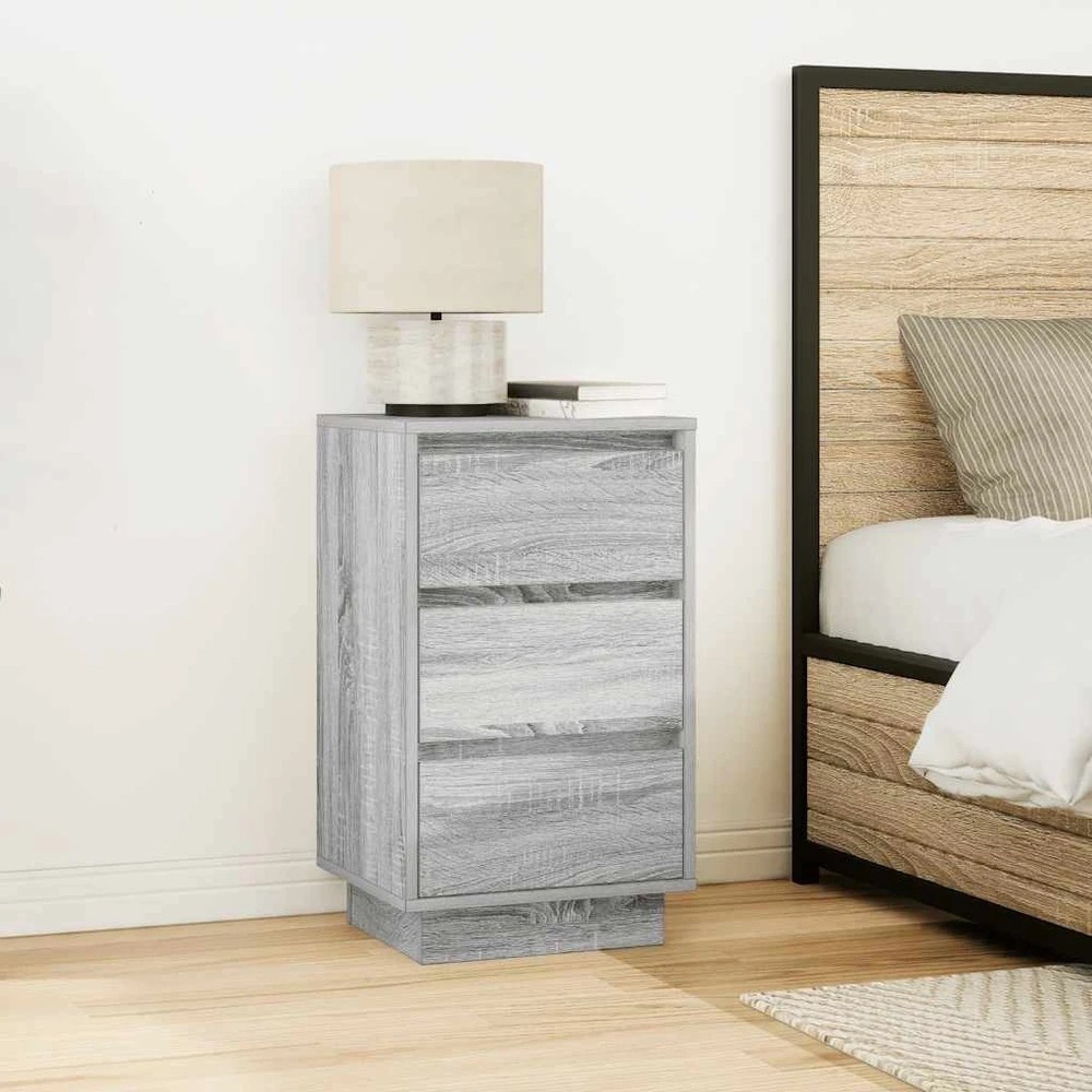 naktinė spintelė su LED lemputėmis Pilka Sonoma 38x34x65 cm