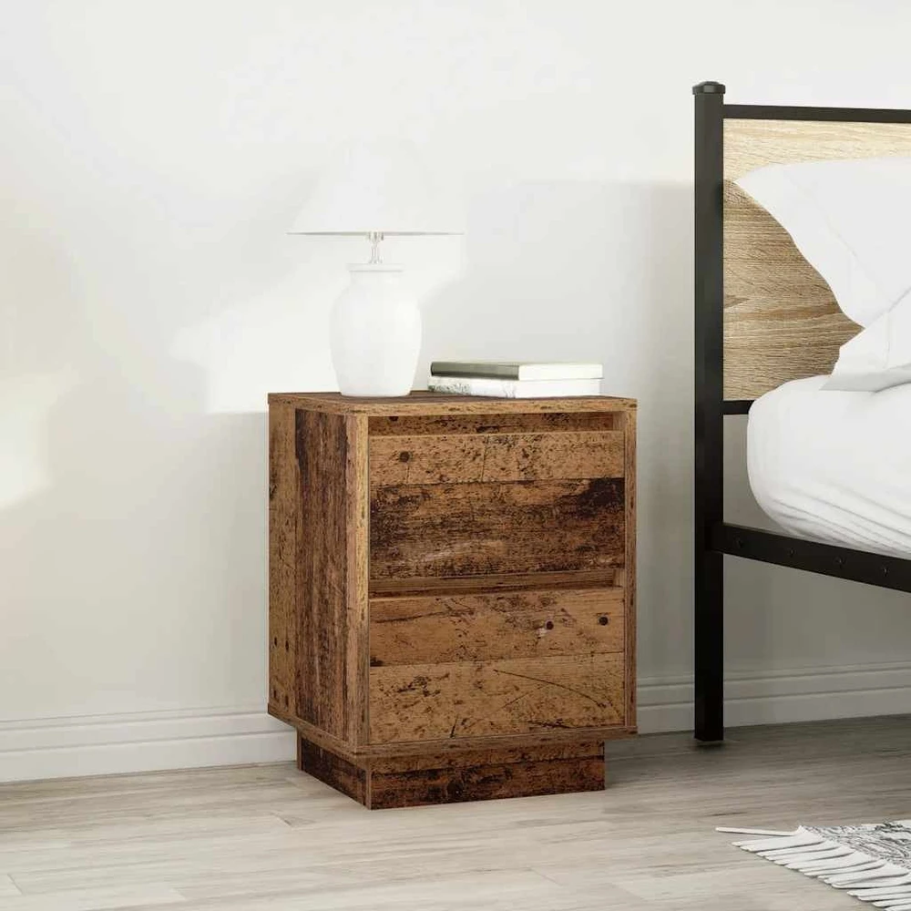 Spintelė prie lovos su LED lemputėmis Old Wood 38x34x50 cm
