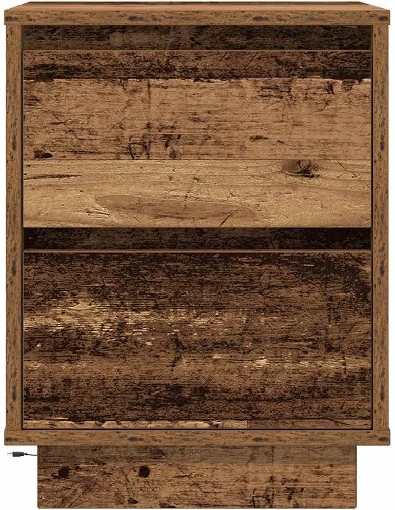 Spintelė prie lovos su LED lemputėmis Old Wood 38x34x50 cm