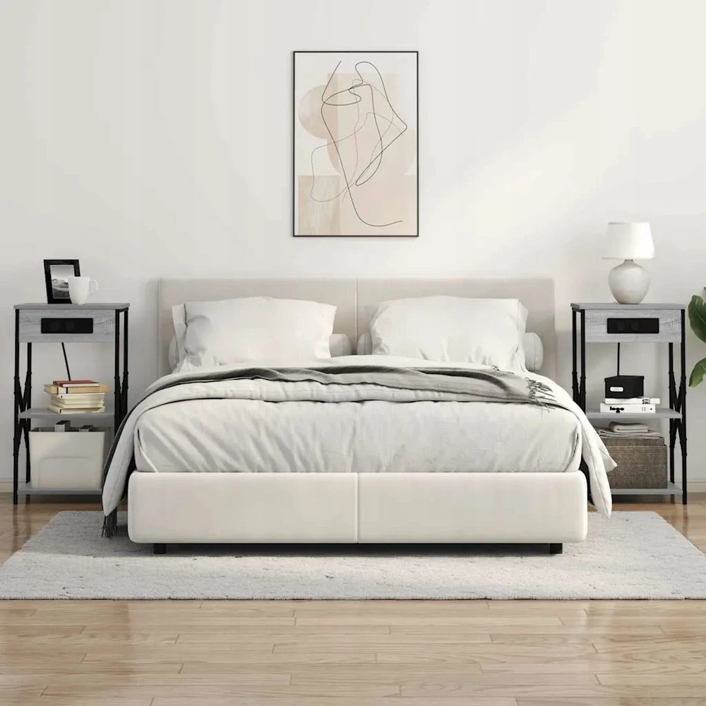 Šalia lovos spintelė 2 pcs Pilkas Sonoma 41 x 31 x 76 cm