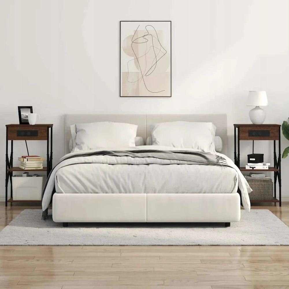 Šalia lovos spintelė 2 pcs Rudas ąžuolas 41 x 31 x 76 cm