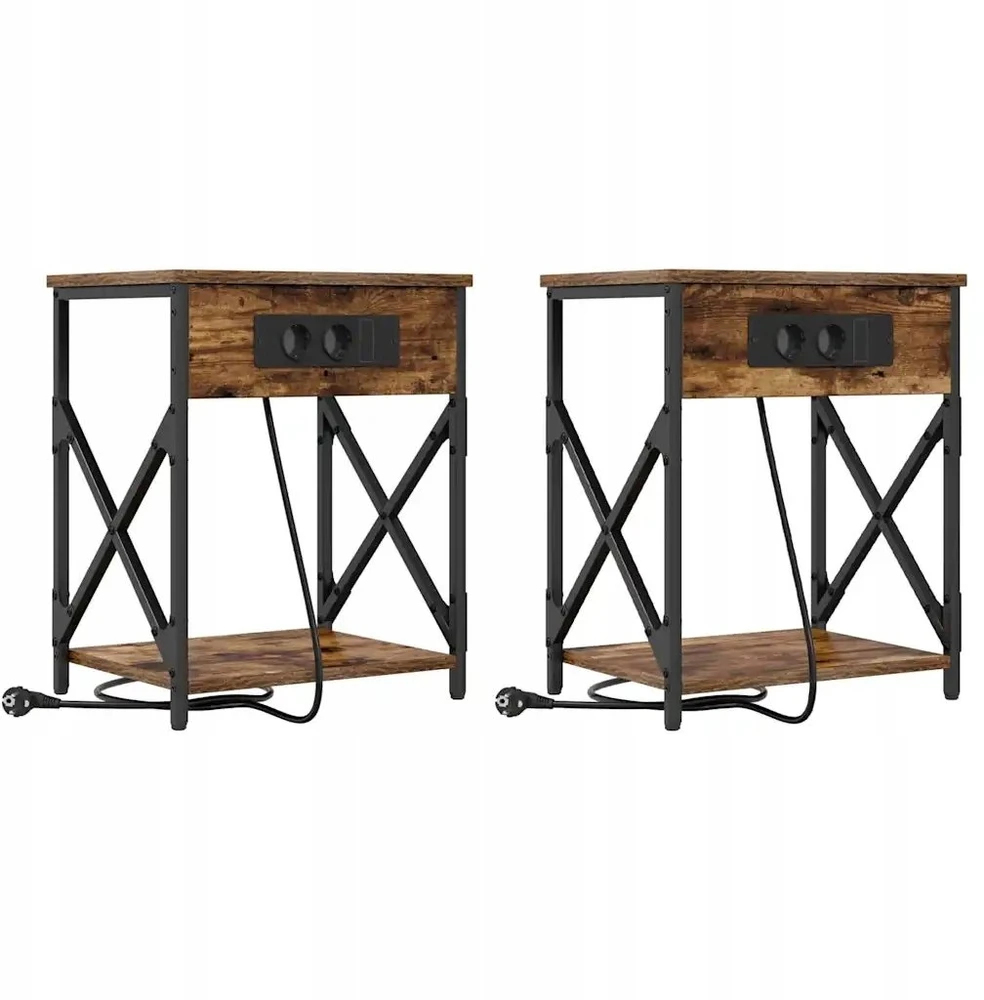 Šalia lovos spintelė 2 pcs Rūkyta ąžuolas 41 x 31 x 51 cm