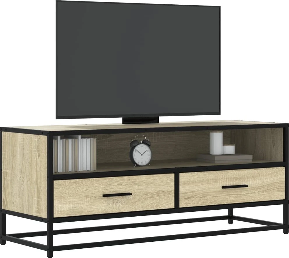 TV staliukas Televizoriaus spintelė, ąžuolo, 100x34,5x40cm, mediena/metalas