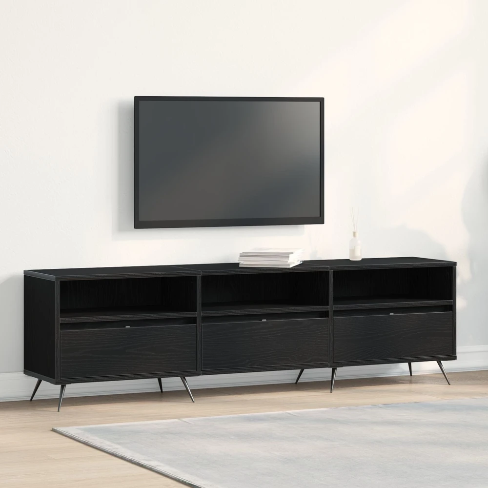 TV staliukas Televizoriaus spintelė 150 x 30 x 44,5 cm juoda ąžuolo