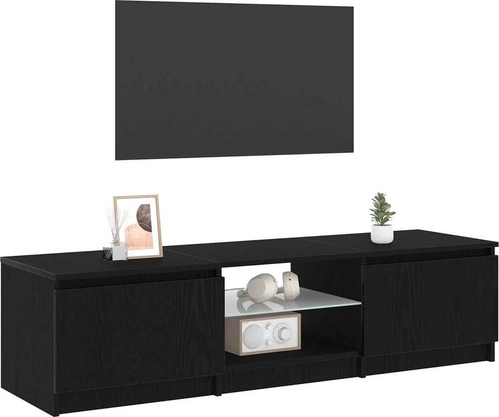 TV staliukas Televizoriaus spintelė 140 x 38,5 x 36 cm Juodas ąžuolas