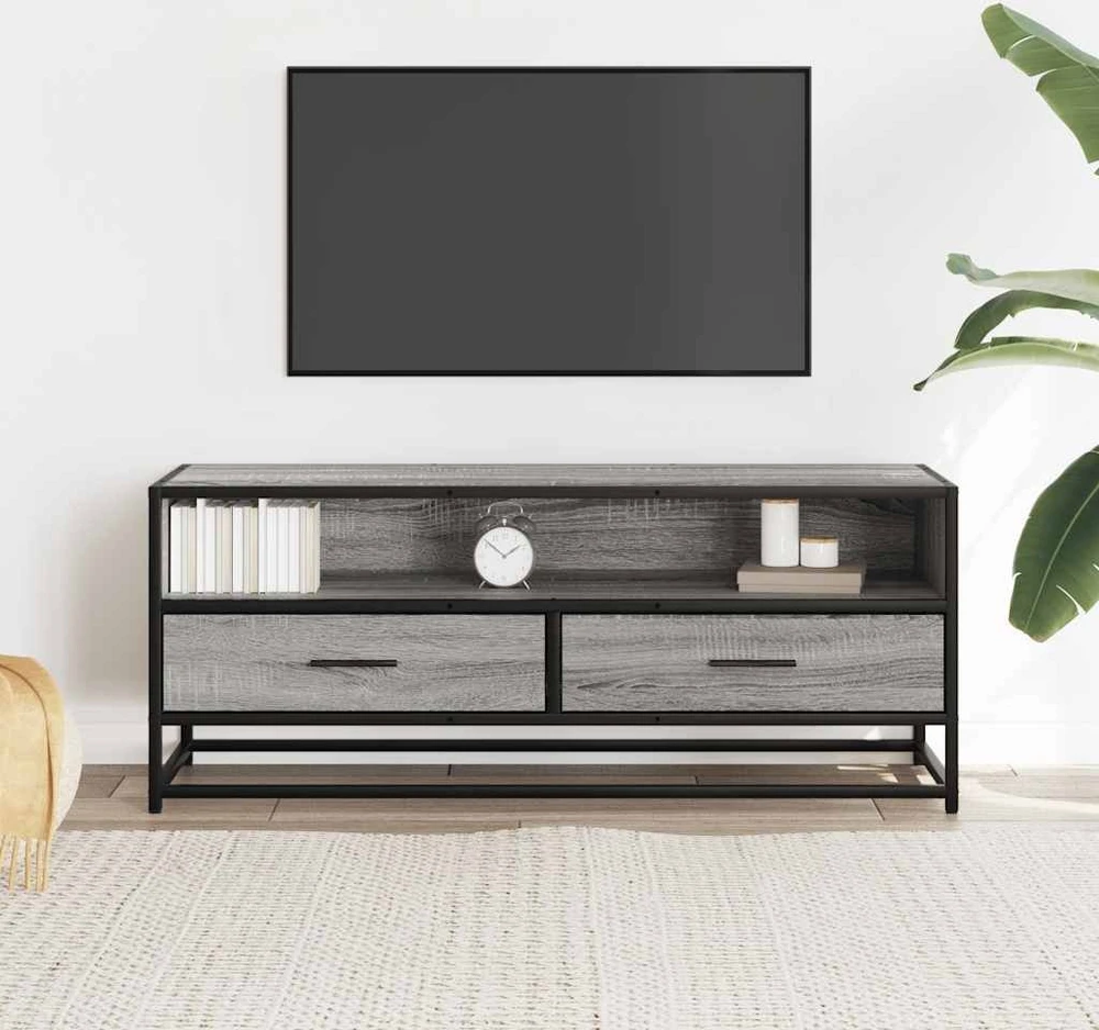 TV staliukas Televizoriaus spintelė, pilka, 100x34,5x40cm, mediena/metalas