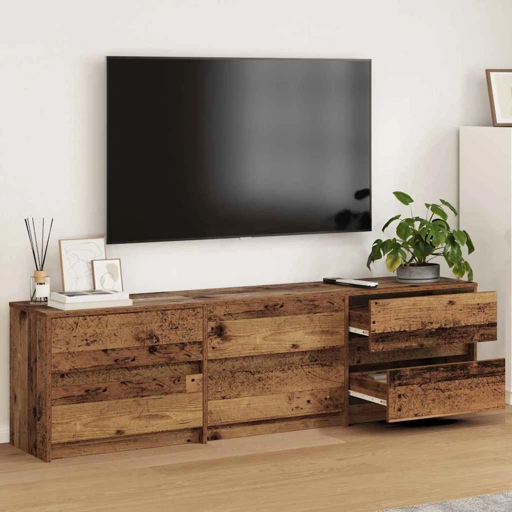 TV staliukas TV vienetai 180 x 34 x 50 cm Senovinis medis Apdirbta mediena