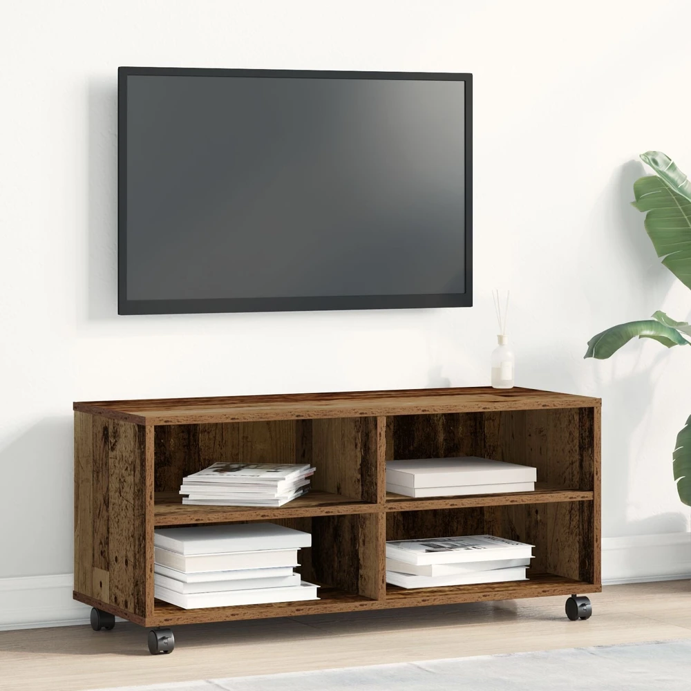 TV staliukas Televizoriaus spintelė 90 x 35 x 40.5 cm Ruda Apdirbta mediena