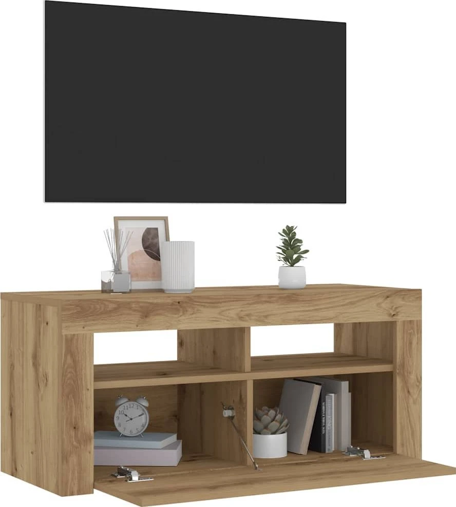 TV staliukas Televizoriaus spintelė su LED, artisano, 90x35x40cm, mediena
