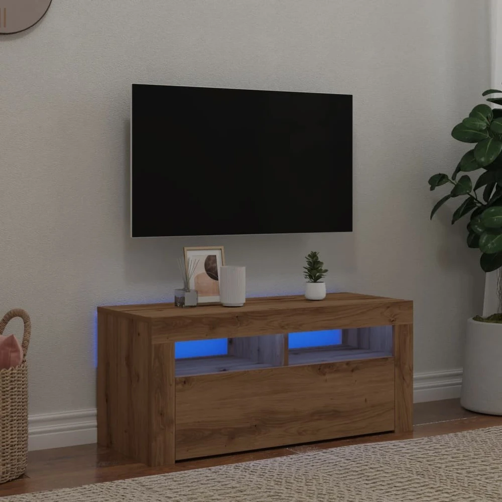 TV staliukas Televizoriaus spintelė su LED, artisano, 90x35x40cm, mediena