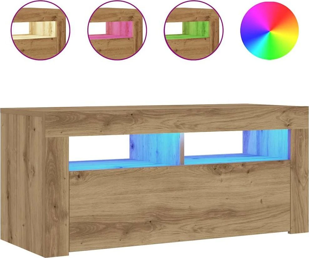 TV staliukas Televizoriaus spintelė su LED, artisano, 90x35x40cm, mediena