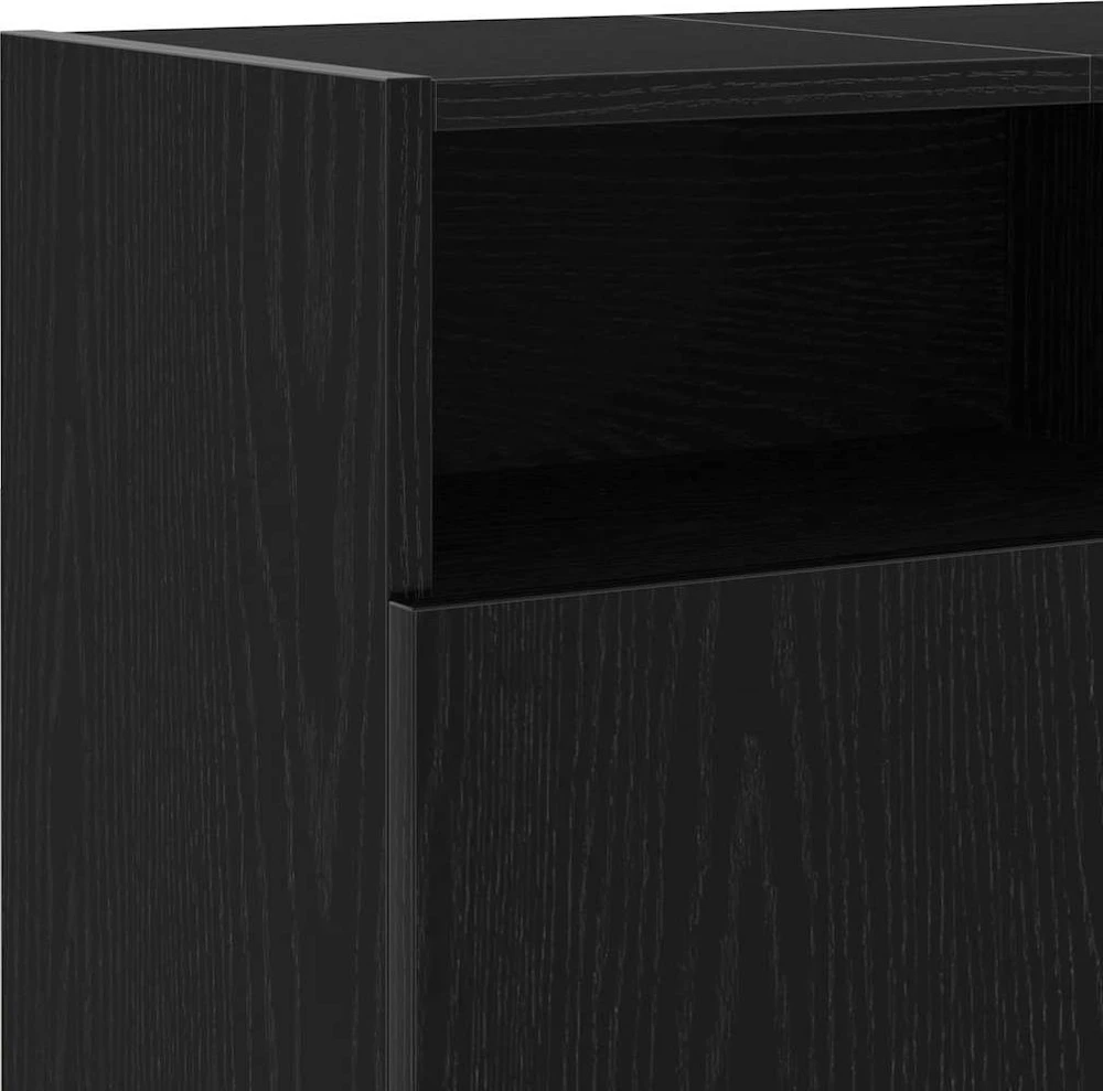 TV staliukas TV spintelė su LED lemputėmis, juodo ąžuolo spalvos, 120x30x50cm, inžinerinė mediena