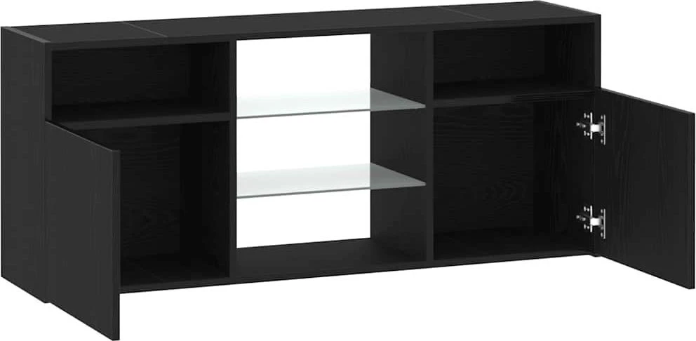 TV staliukas TV spintelė su LED lemputėmis, juodo ąžuolo spalvos, 120x30x50cm, inžinerinė mediena