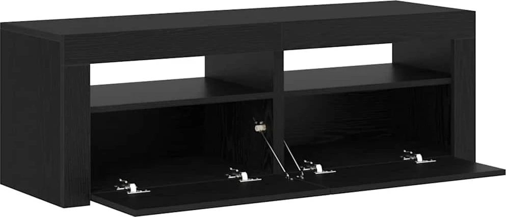 TV staliukas TV spintelė su LED lemputėmis, juodo ąžuolo spalvos, 120x35x40cm, inžinerinė mediena