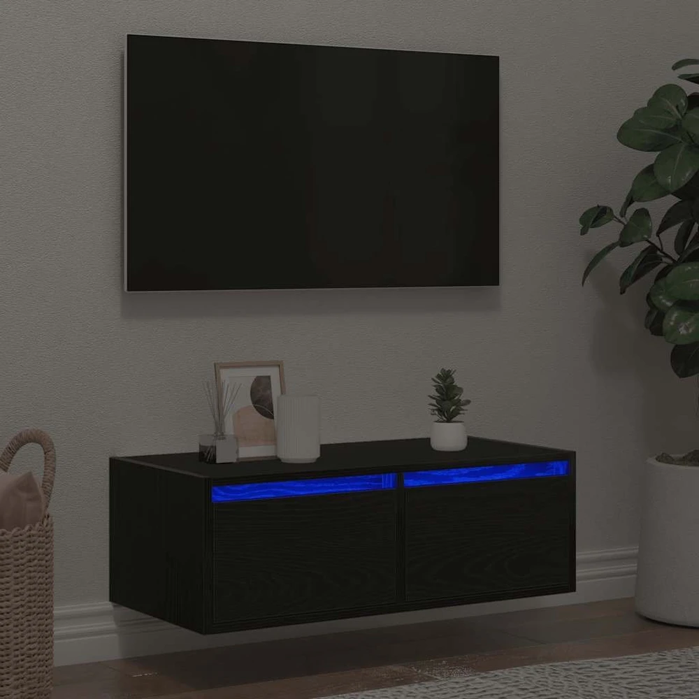 TV staliukas Televizoriaus spintelė su LED apšvietimu, 75x35,5x25 cm