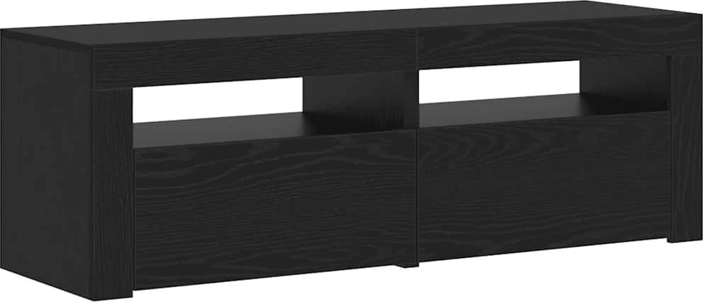 TV staliukas TV spintelė su LED lemputėmis, juodo ąžuolo spalvos, 120x35x40cm, inžinerinė mediena
