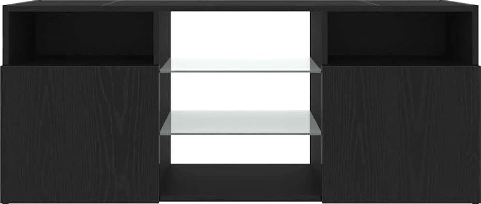 TV staliukas TV spintelė su LED lemputėmis, juodo ąžuolo spalvos, 120x30x50cm, inžinerinė mediena