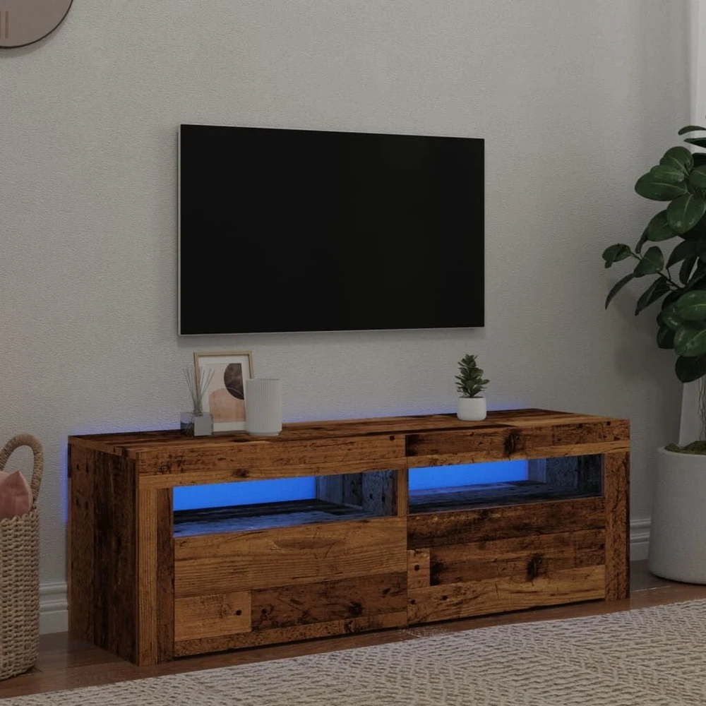 TV staliukas Televizoriaus spintelė su LED, medienos, 120x35x40cm, mediena