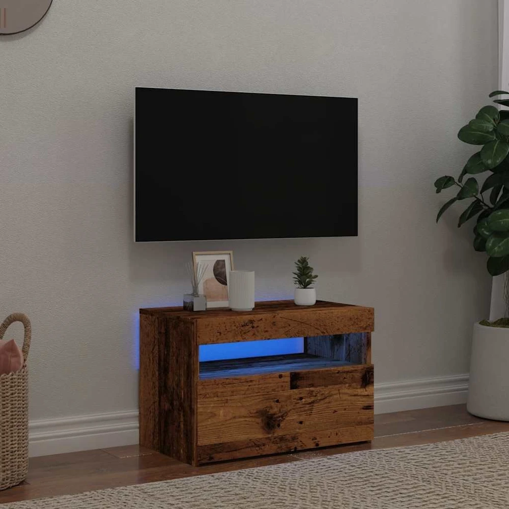 TV staliukas Televizoriaus spintelė su LED, medienos, 60x35x40cm, mediena