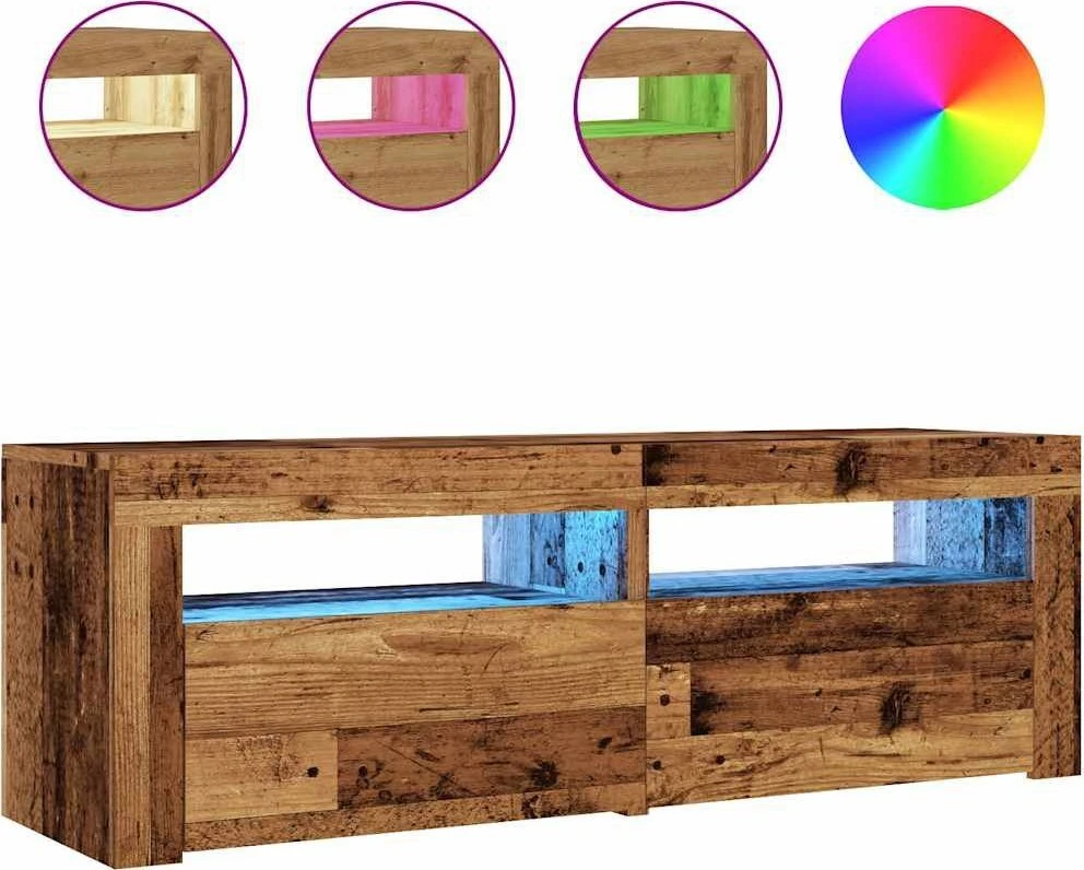 TV staliukas Televizoriaus spintelė su LED, medienos, 120x35x40cm, mediena