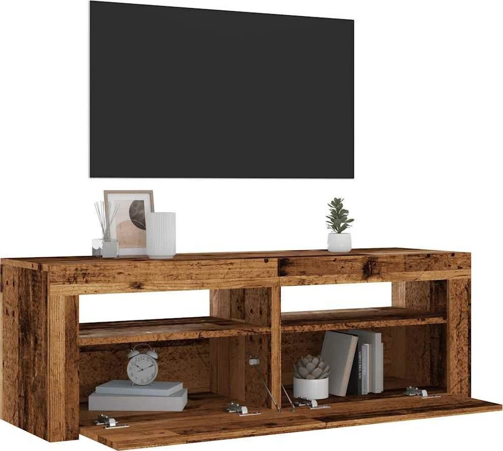TV staliukas Televizoriaus spintelė su LED, medienos, 120x35x40cm, mediena