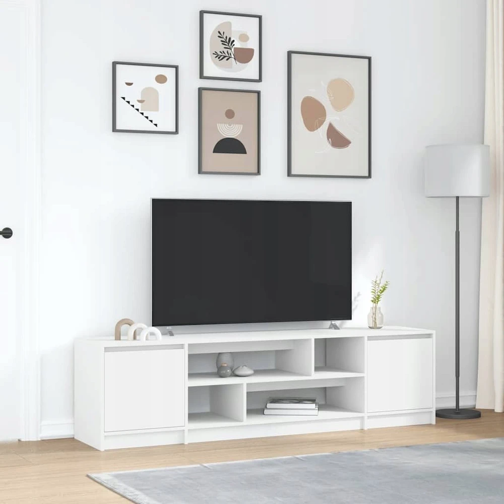 TV staliukas TV spintelė, balta, 188,5x41x50cm, inžinerinė mediena