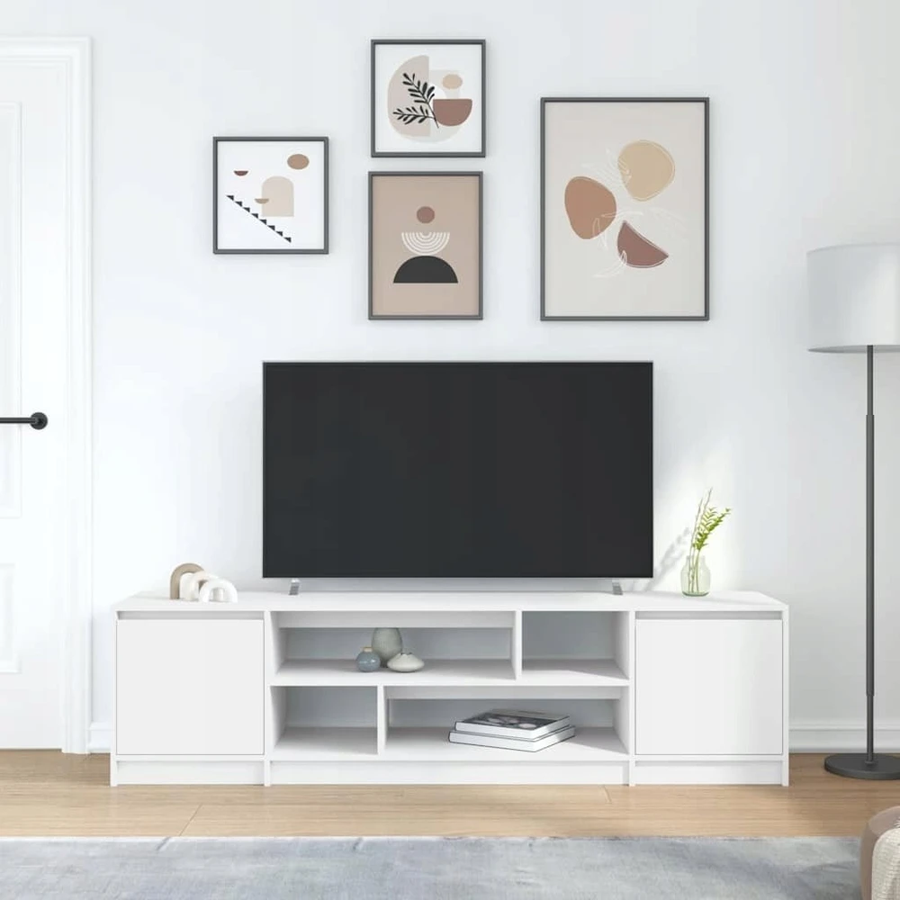 TV staliukas TV spintelė, balta, 188,5x41x50cm, inžinerinė mediena