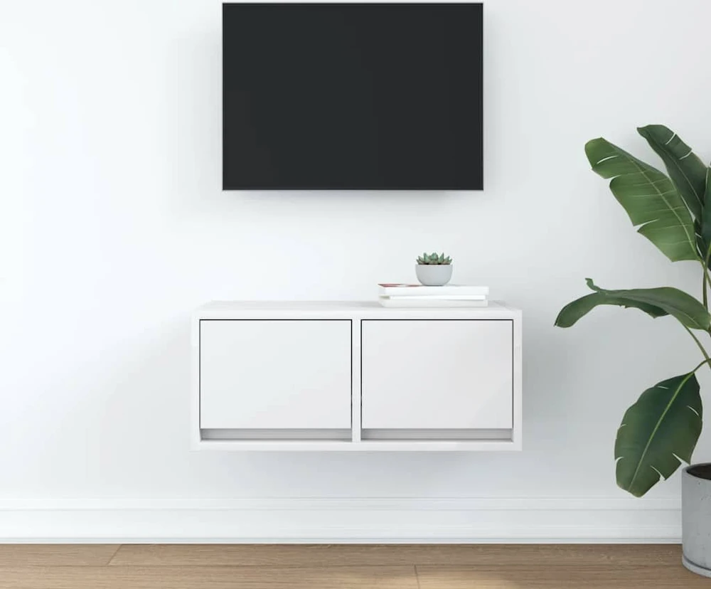 TV staliukas Televizoriaus spintelė, balta, 60x31x25,5 cm, apdirbta mediena