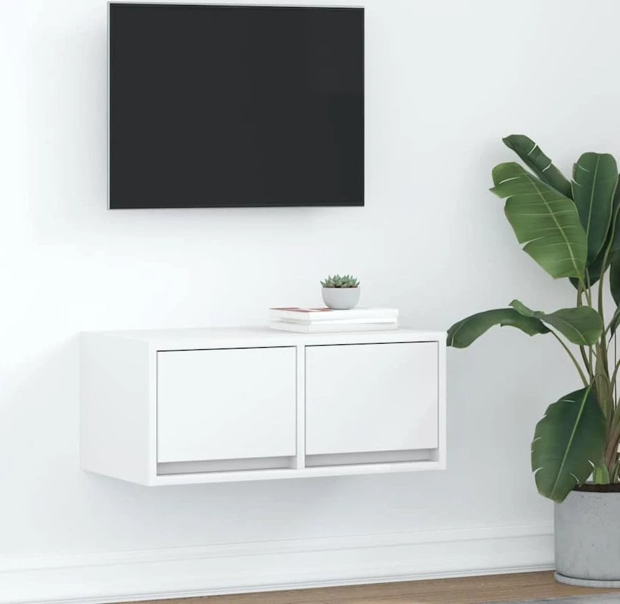 TV staliukas Televizoriaus spintelė, balta, 60x31x25,5 cm, apdirbta mediena