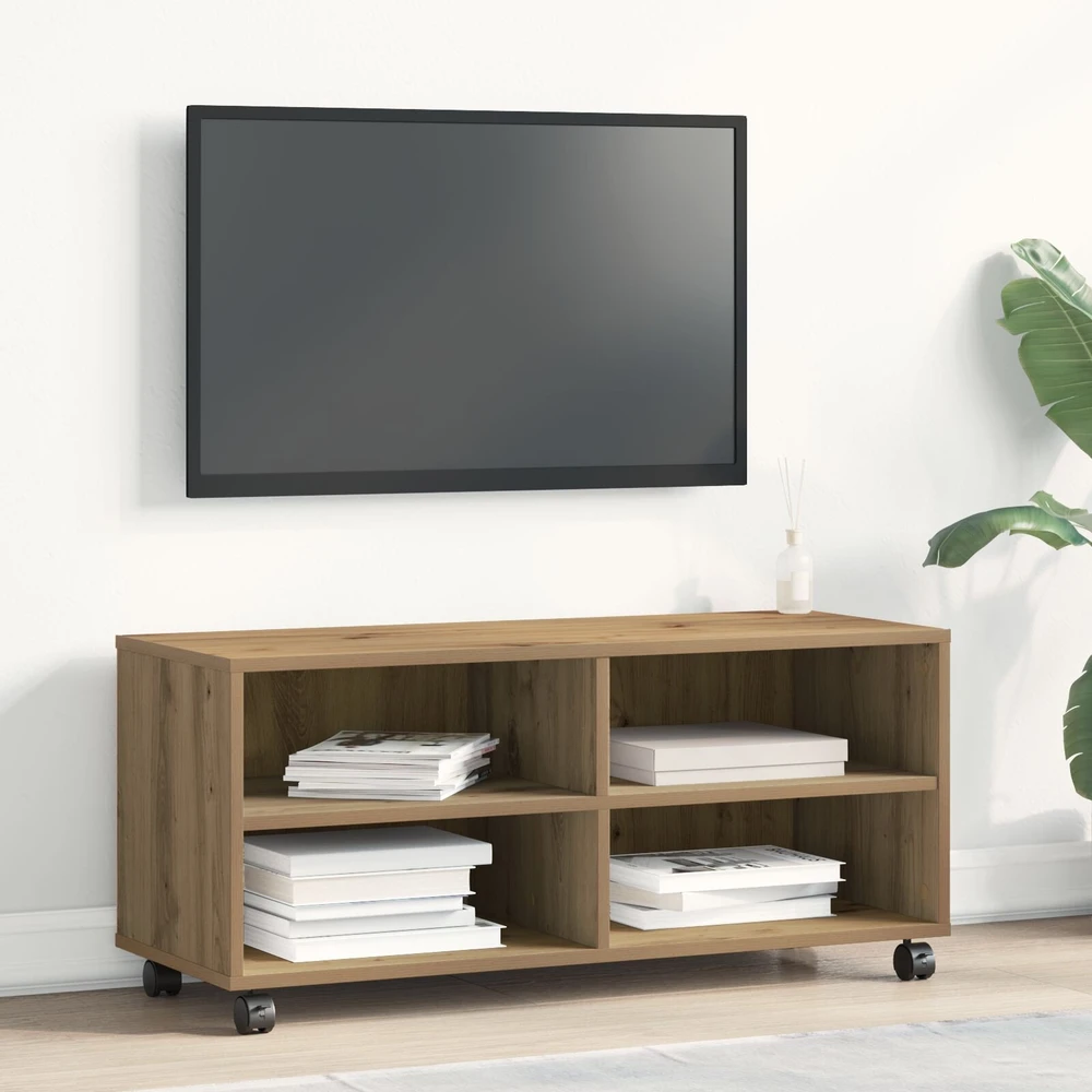 TV staliukas Televizoriaus spintelė 90 x 35 x 40.5 cm Ruda Apdirbta mediena