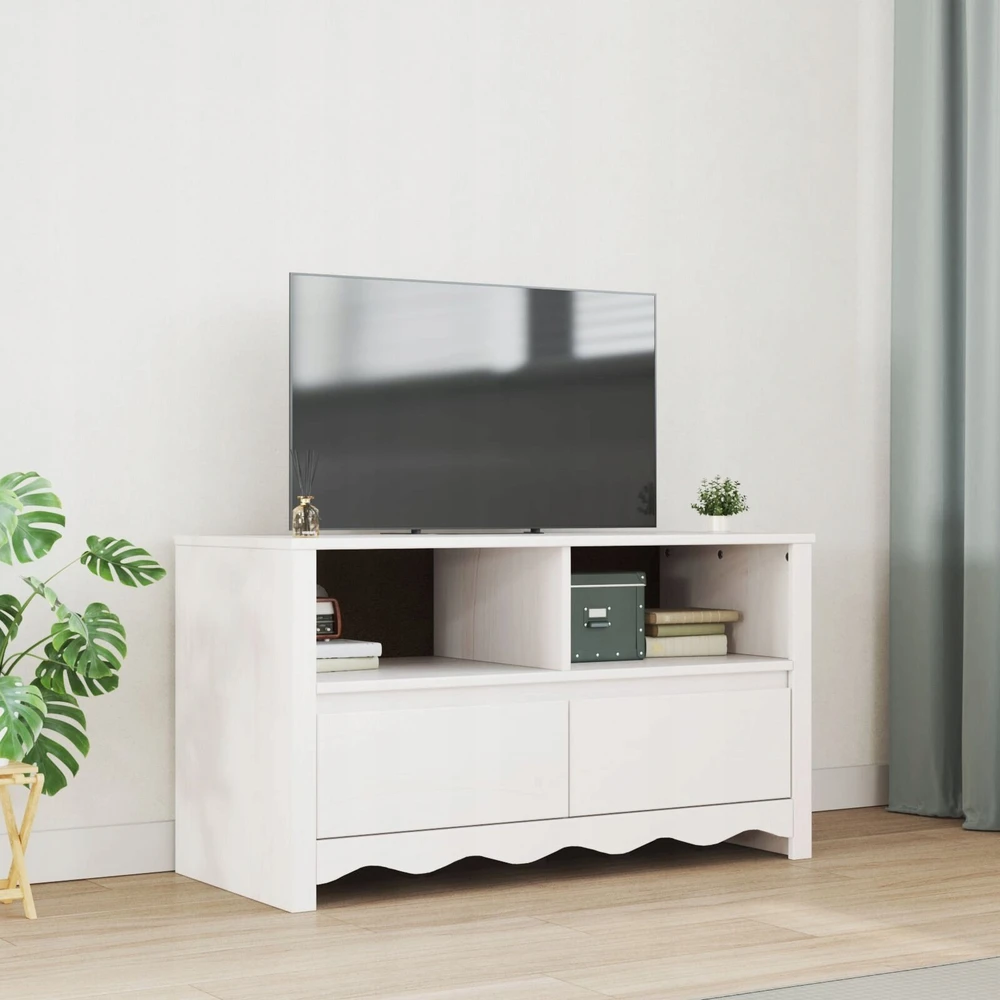 TV staliukas Televizoriaus spintelė su stalčių Drammen Balta 99 x 43 x 55 cm