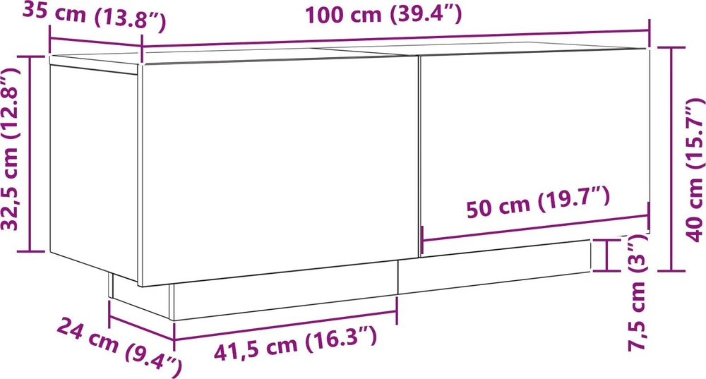 TV staliukas Televizoriaus spintelė 100 x 35 x 40 cm Juodas ąžuolas