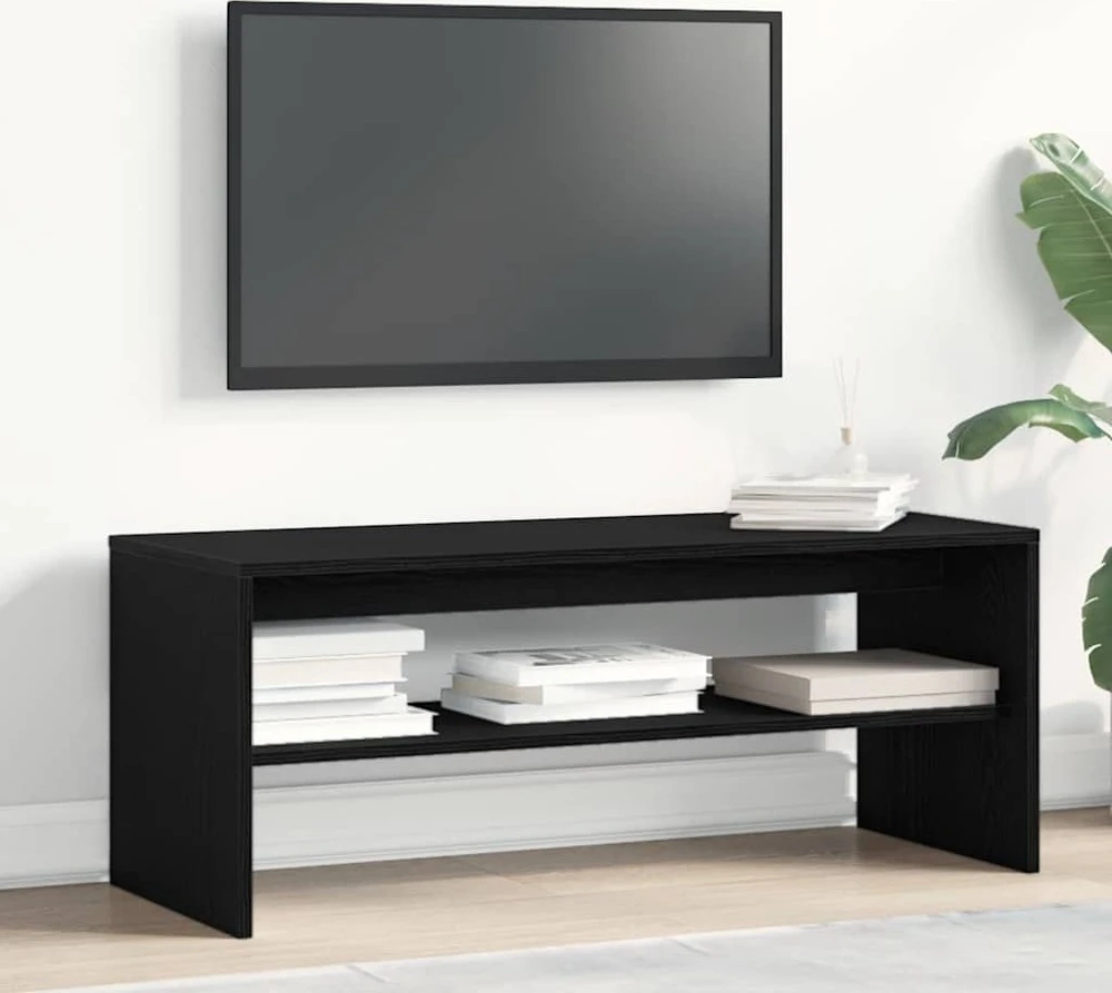 TV staliukas televizoriaus spintelė juodas ąžuolas 100x40x40 cm