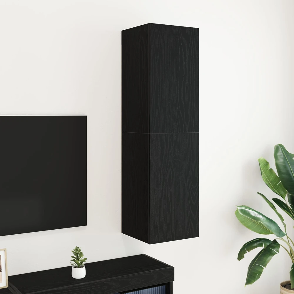 TV staliukas Sieninis televizoriaus stovas 30,5 x 30 x 110 cm Juodas ąžuolas