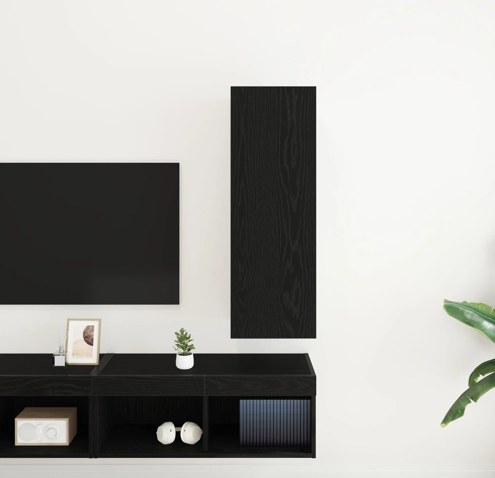 TV staliukas Sieninis televizoriaus stovas 30,5 x 30 x 90 cm Juodas ąžuolas