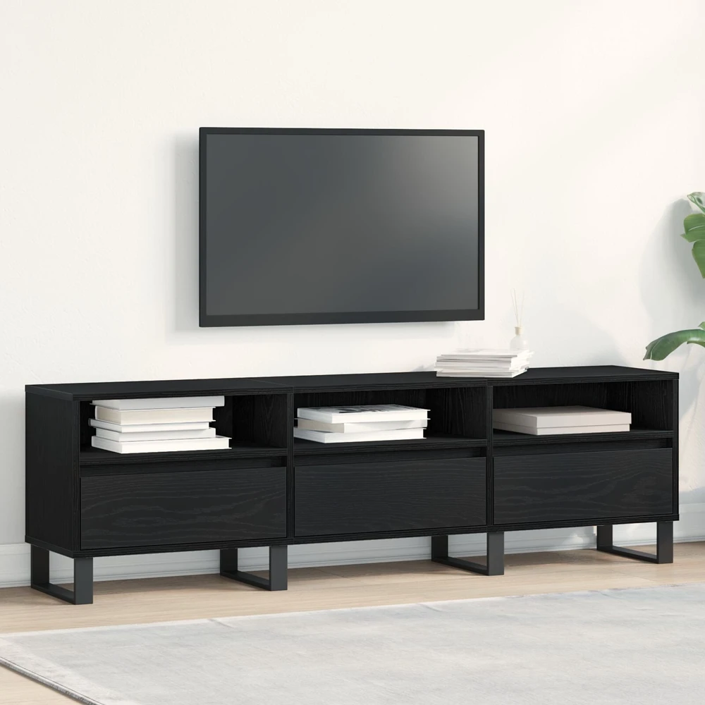TV staliukas Televizoriaus spintelė 150 x 30 x 44,5 cm Juodas ąžuolas